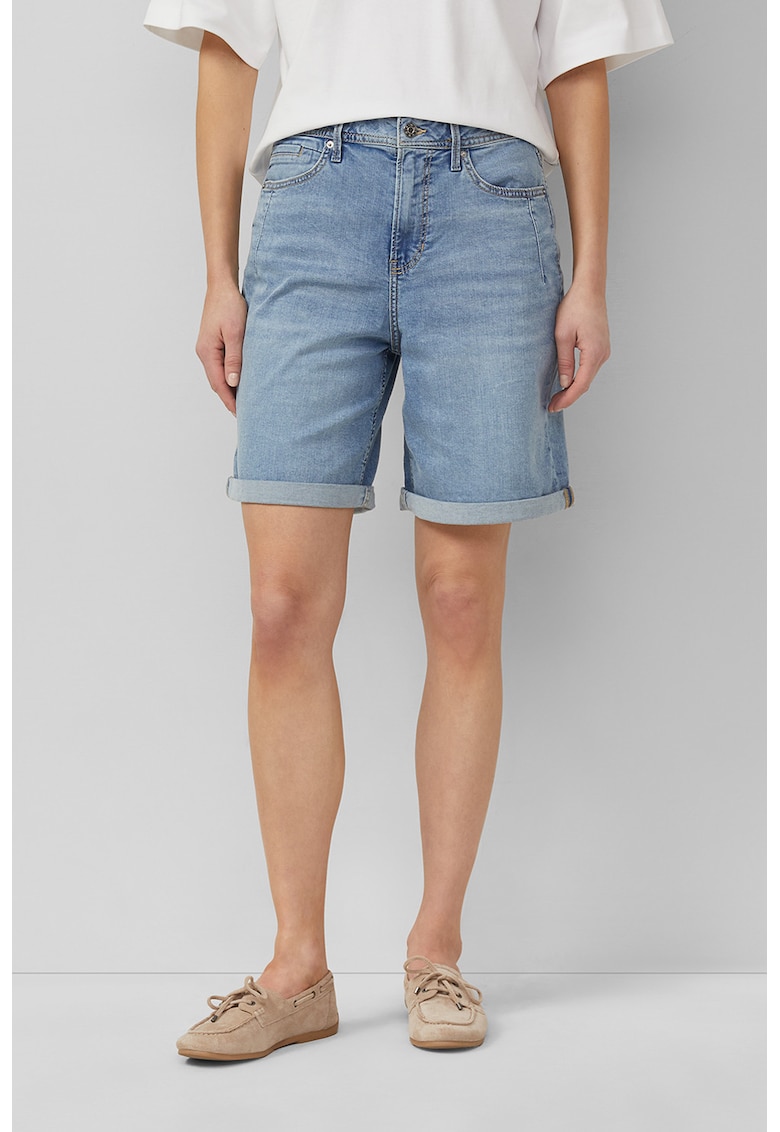 Blugi scurti regular fit cu talie inalta - Albastru
