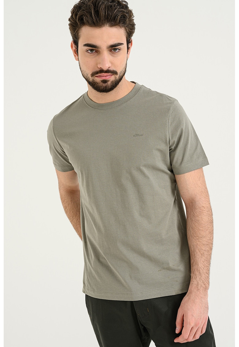 Tricou de bumbac cu decolteu la baza gatului - Verde pal