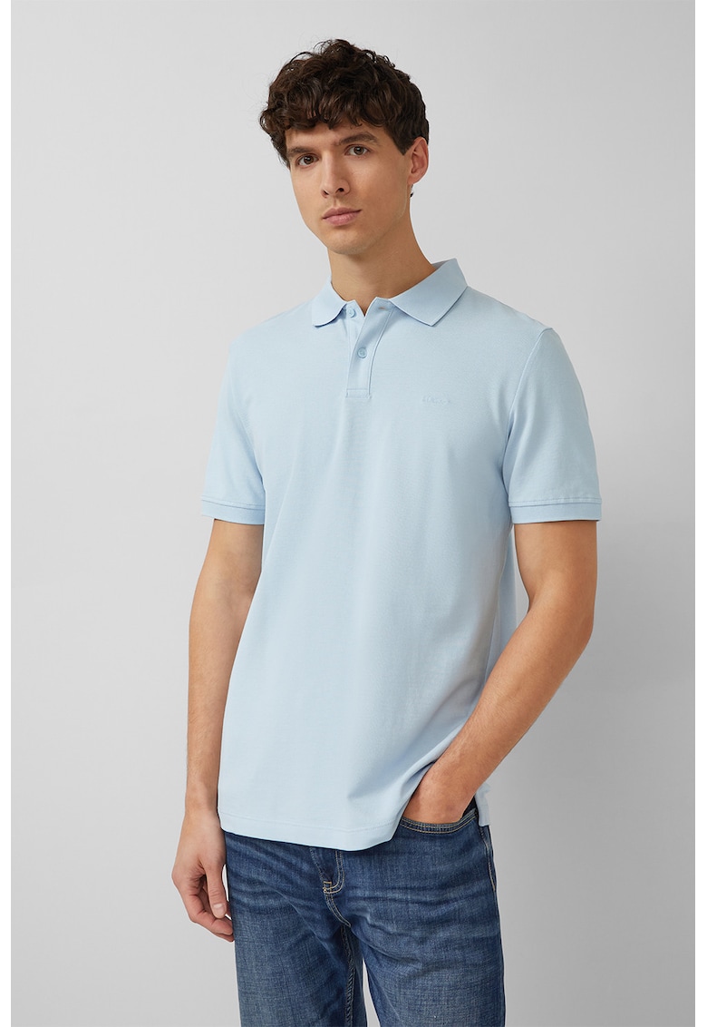 Tricou polo de bumbac pique - Albastru deschis