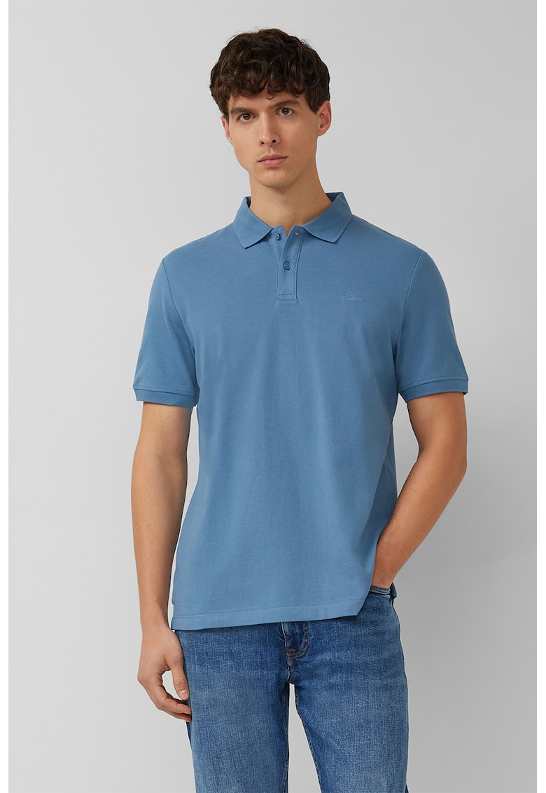 Tricou polo de bumbac pique - Albastru prafuit