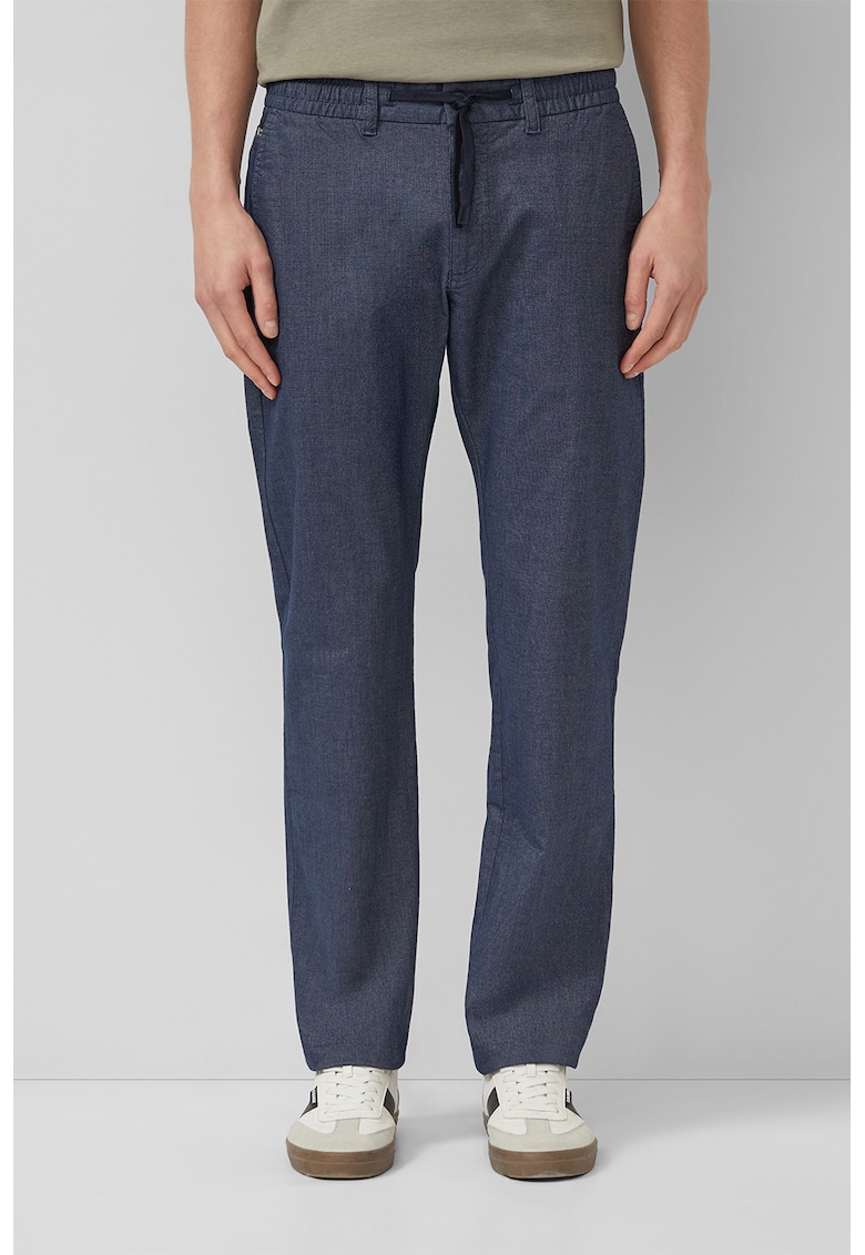 Pantaloni drepti cu talie ajustabila - Albastru prafuit