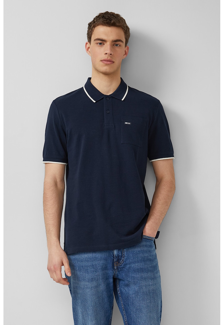 Tricou polo din bumbac cu buzunar pe piept
