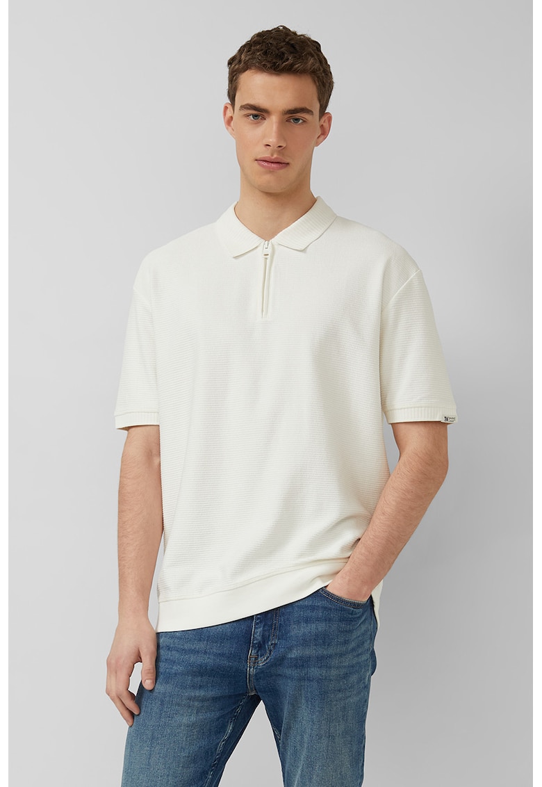 Tricou polo lejer cu fermoar scurt