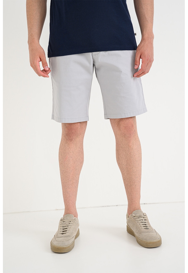 Pantaloni scurti Chino cu model uni - Albastru glaciar