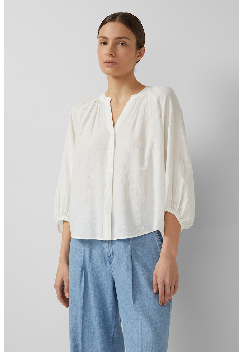 Bluza-tunica cu maneci bufante - Alb