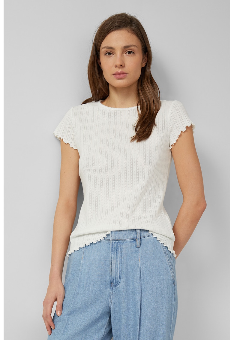 Tricou din bumbac cu model uni - Alb