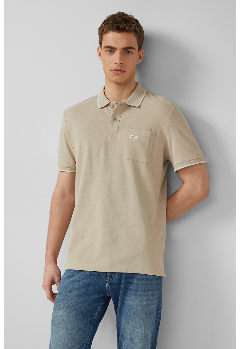 Tricou polo din bumbac cu buzunar pe piept