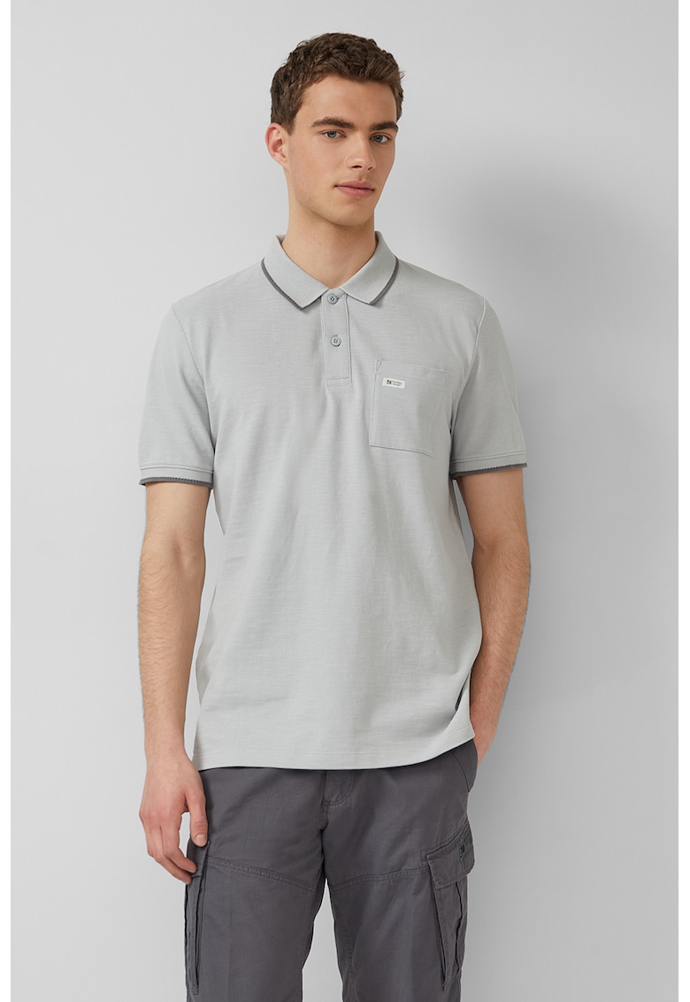 Tricou polo din bumbac cu buzunar pe piept