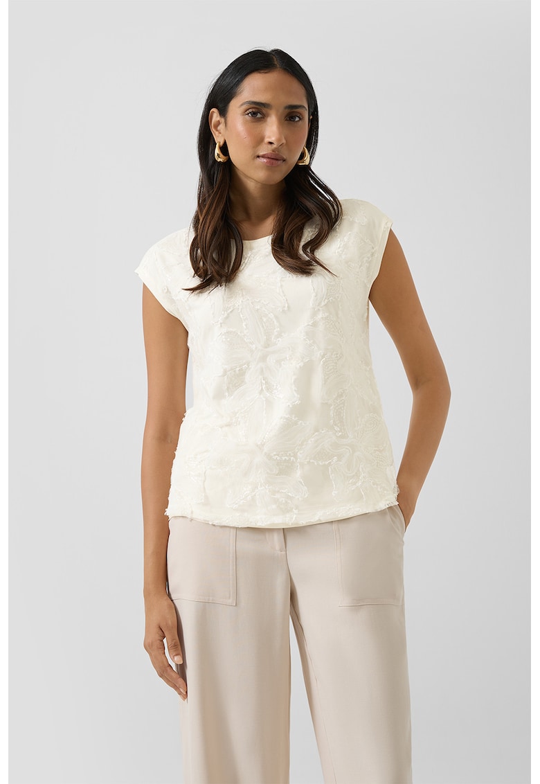 Tricou cu broderie - Alb murdar