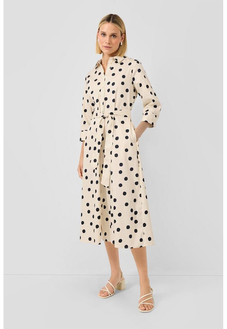 Rochie-camasa cu model buline - Negru - Crem -