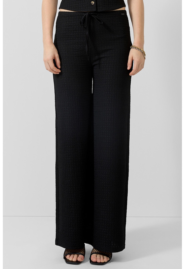 Pantaloni cu croiala ampla si snur de ajustare - Negru