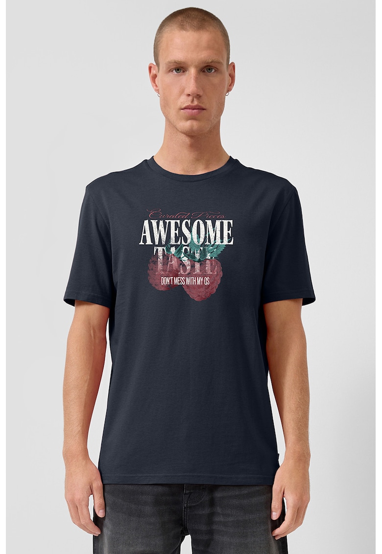 Tricou din bumbac cu imprimeu - Bleumarin