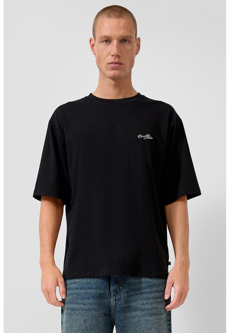 Tricou din bumbac cu imprimeu pe partea din spate - Negru stins