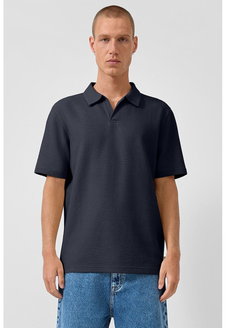 Tricou polo striat - Bleumarin