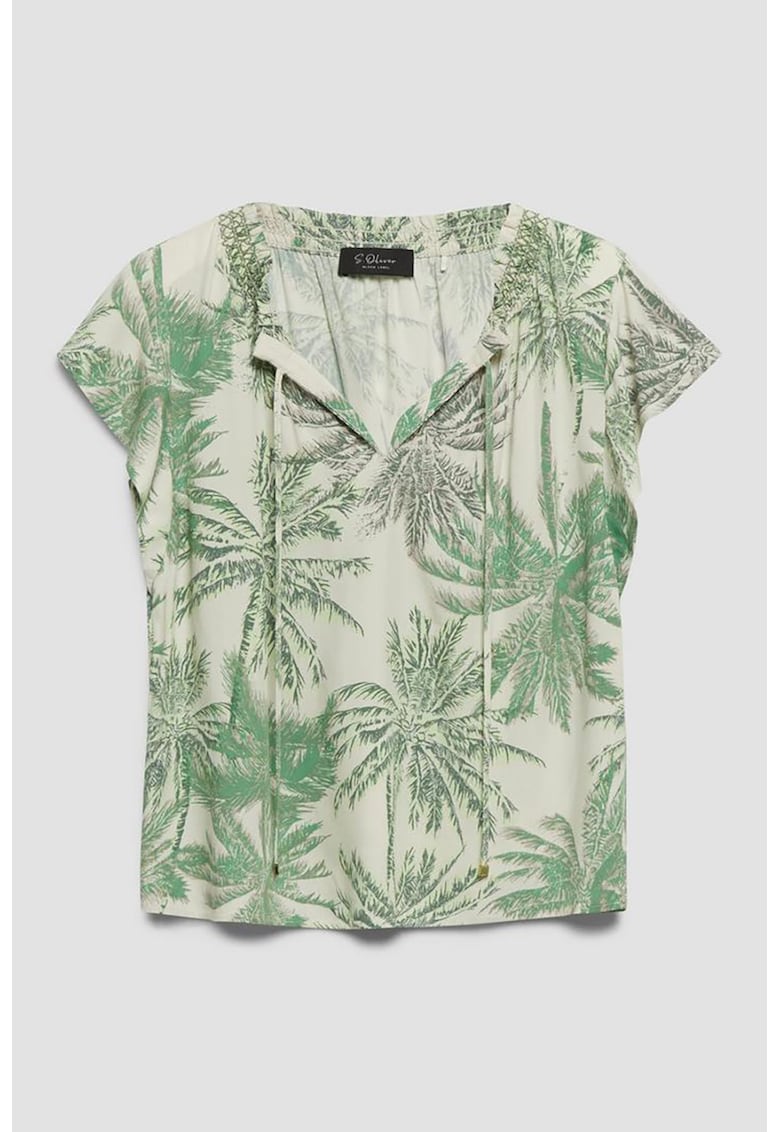 Bluza cu imprimeu tropical - Alb/Verde