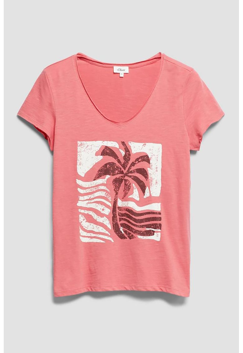 Tricou cu imprimeu tropical - Roz