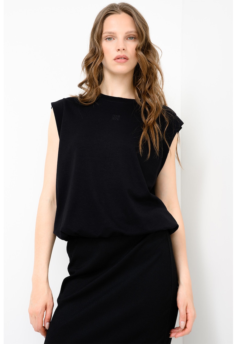 Tricou supradimensionat din amestec de modal - Negru