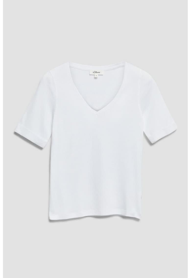 Tricou de bumbac cu decolteu in V