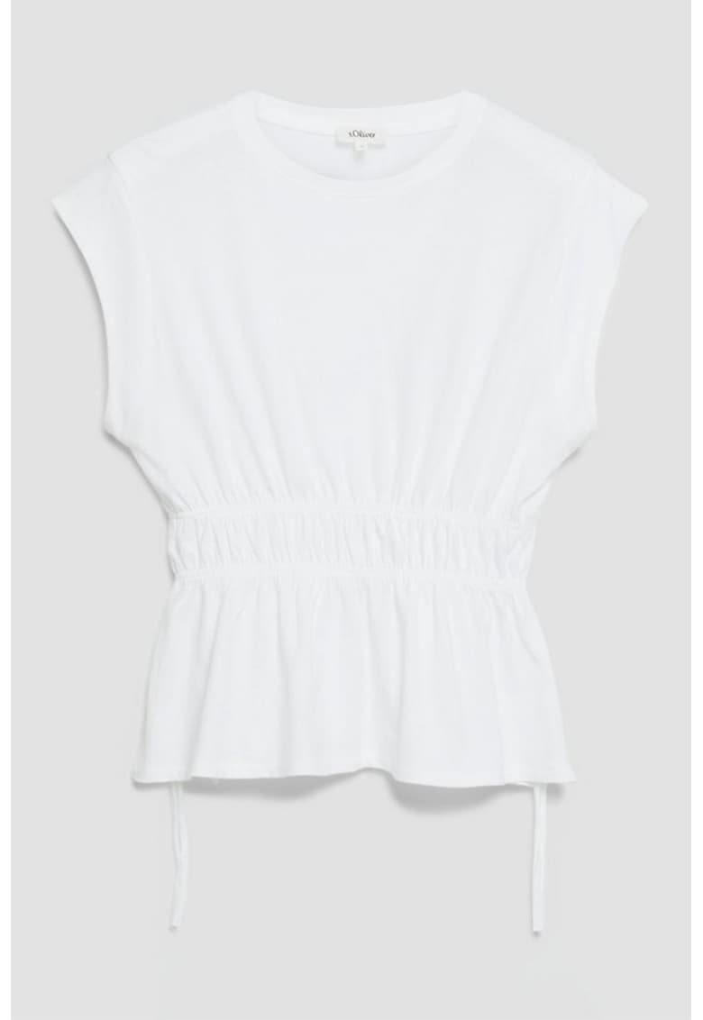 Tricou de bumbac cu volane - Alb optic