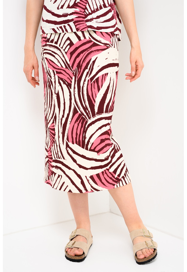 Fusta midi cu slit pe partea din spate - Violet/Bej/Roz