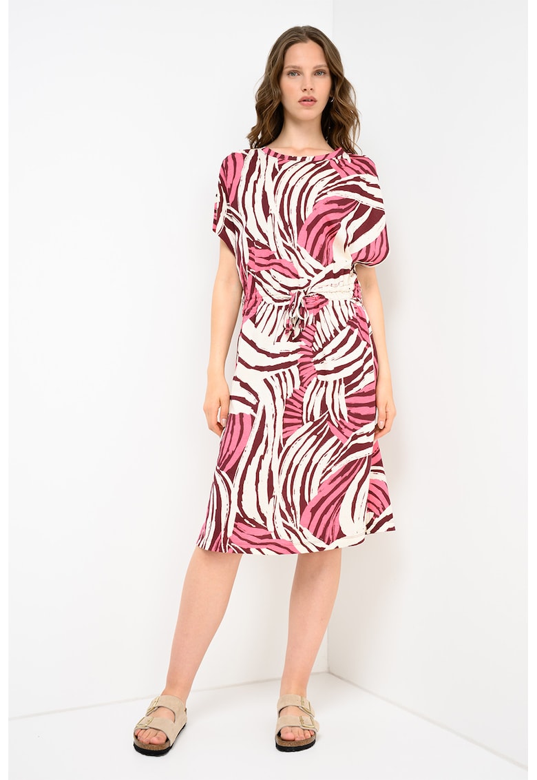 Rochie din amestec de modal cu talie ajustabila - Violet/Bej/Roz