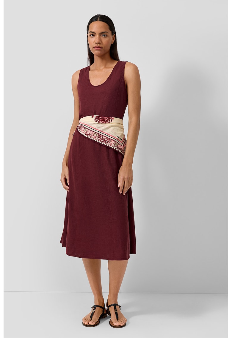Rochie din amestec de in cu buzunare - Visiniu