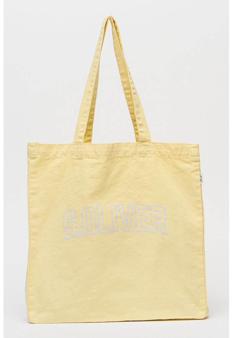 Geanta tote din material textil cu logo - Galben deschis