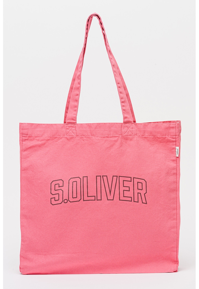 Geanta tote din material textil cu logo - Roz