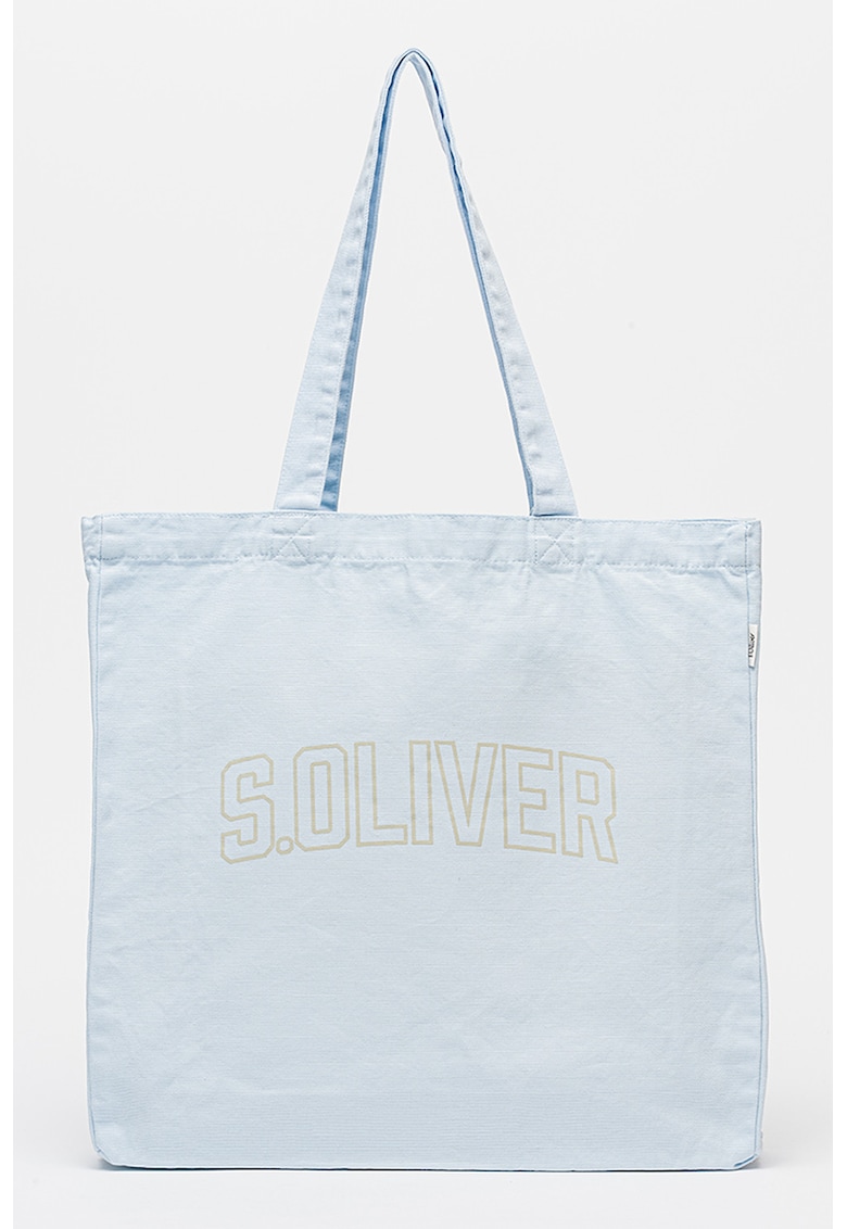 Geanta tote din material textil cu logo - Albastru deschis
