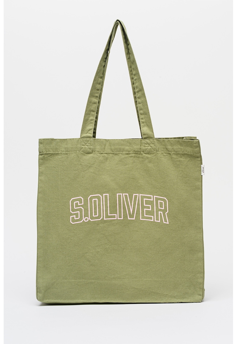 Geanta tote din material textil cu logo - Kaki