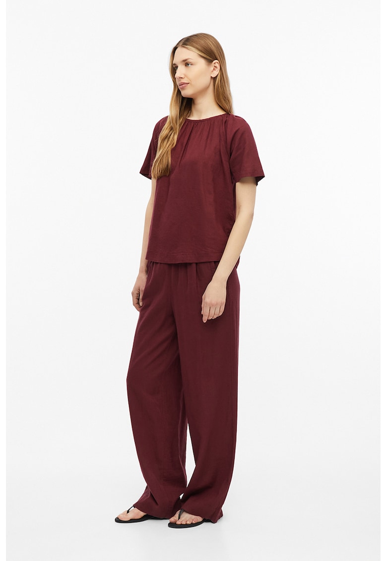 Bluza lejera din amestec de in - Visiniu inchis