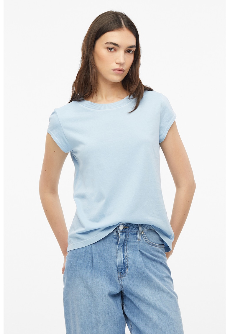 Tricou cu decolteu rotund - Albastru pastel