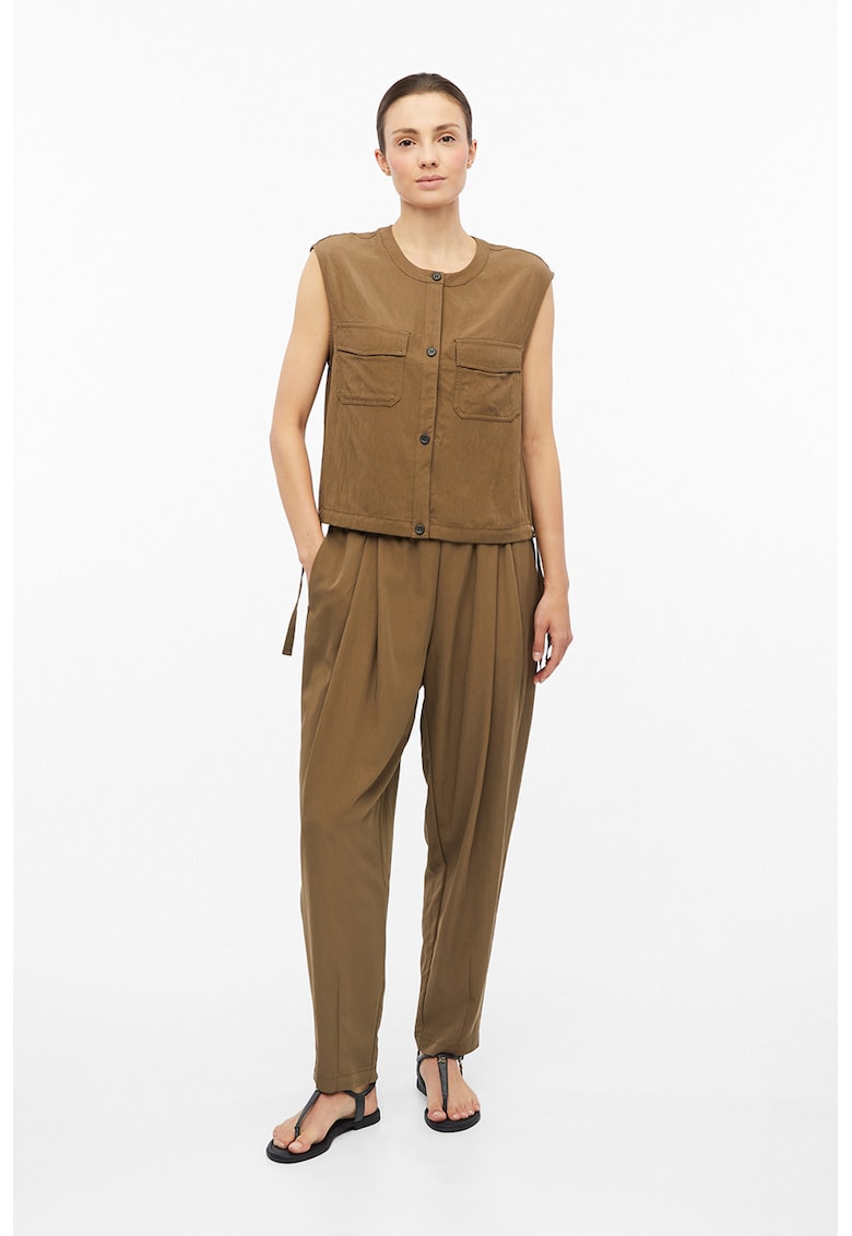 Pantaloni conici relaxed fit - Maro pamantiu