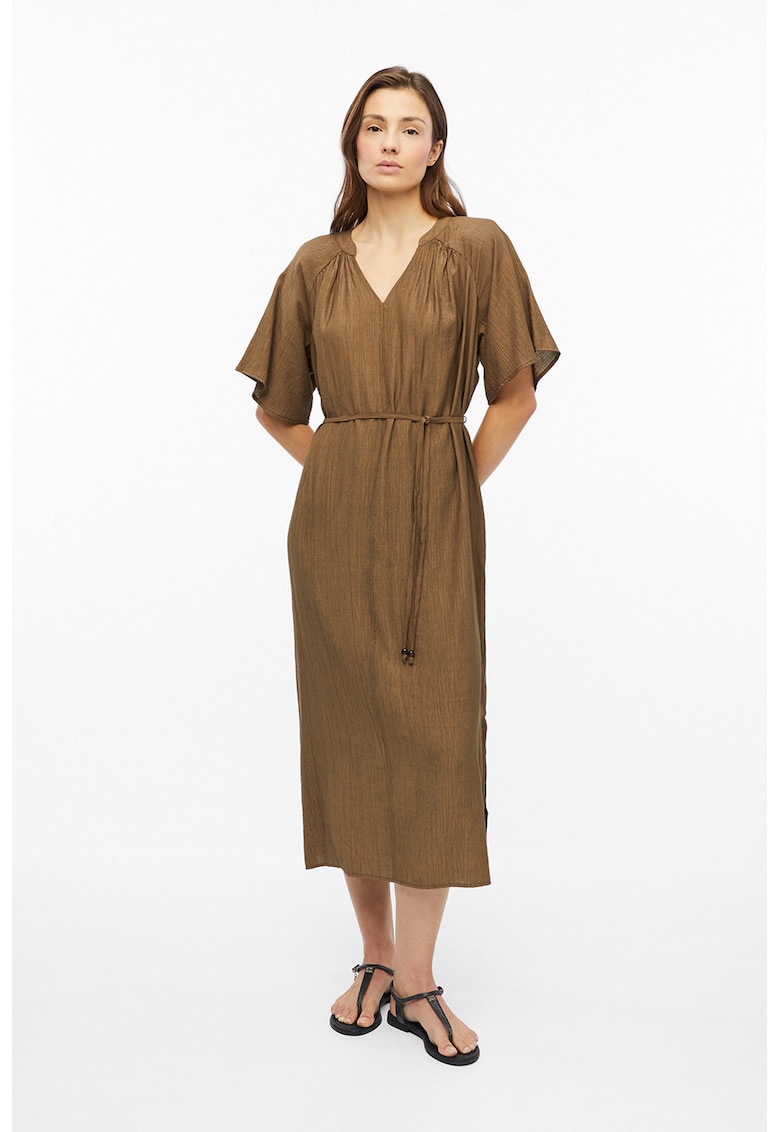 Rochie midi dreapta cu cordon subtire - Verde masliniu