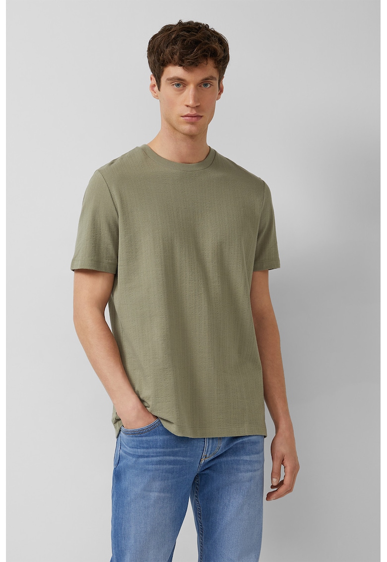 Tricou texturat de bumbac - Kaki