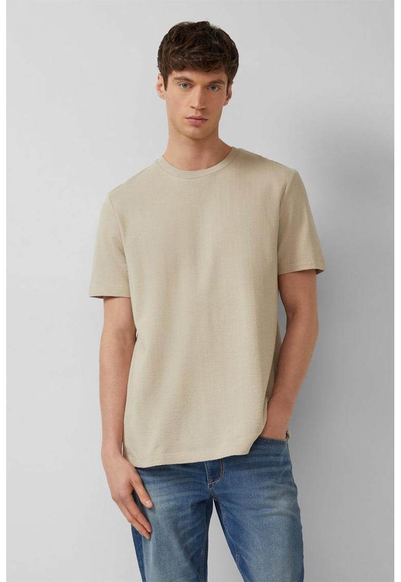 Tricou texturat de bumbac - Maro nisip