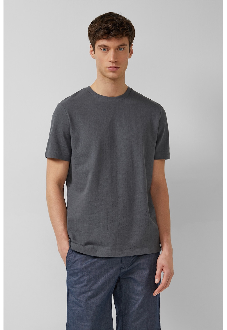 Tricou texturat de bumbac - Gri antracit