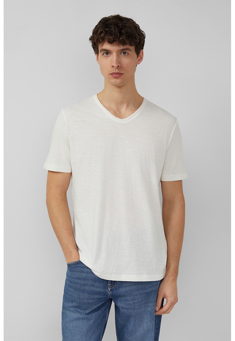 Tricou cu decolteu in V - Alb murdar