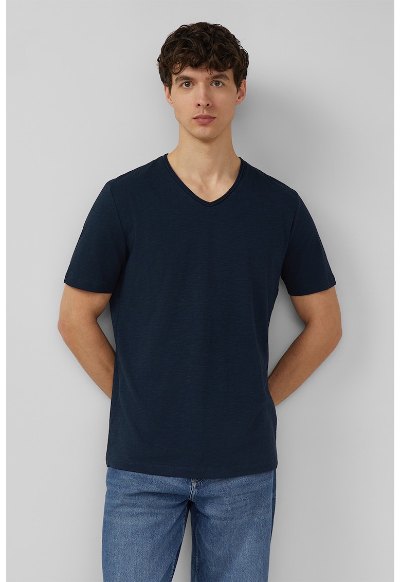 Tricou cu decolteu in V - Albastru ultramarin