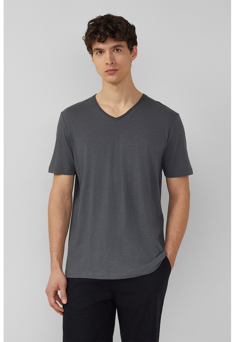 Tricou cu decolteu in V - Gri inchis