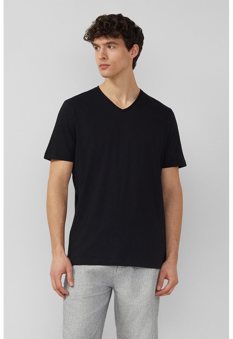 Tricou cu decolteu in V - Negru