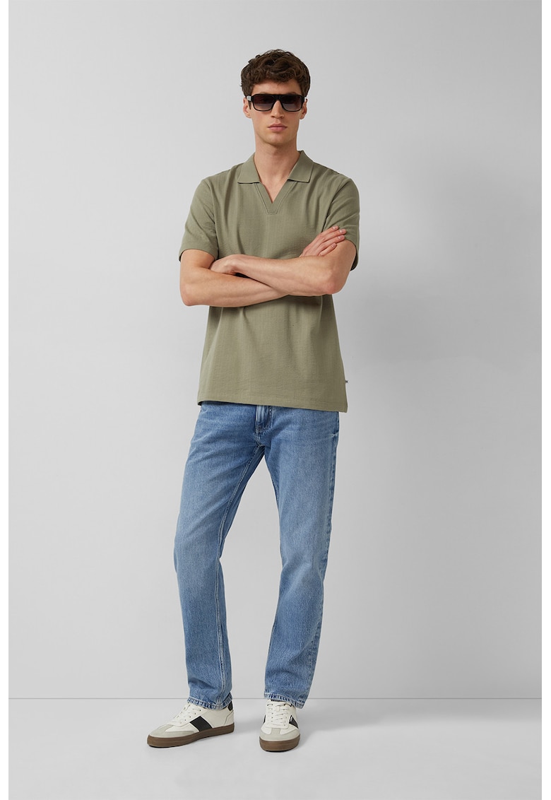 Tricou polo cu decolteu in V - Kaki
