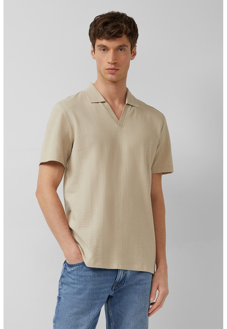 Tricou polo cu decolteu in V - Maro nisip