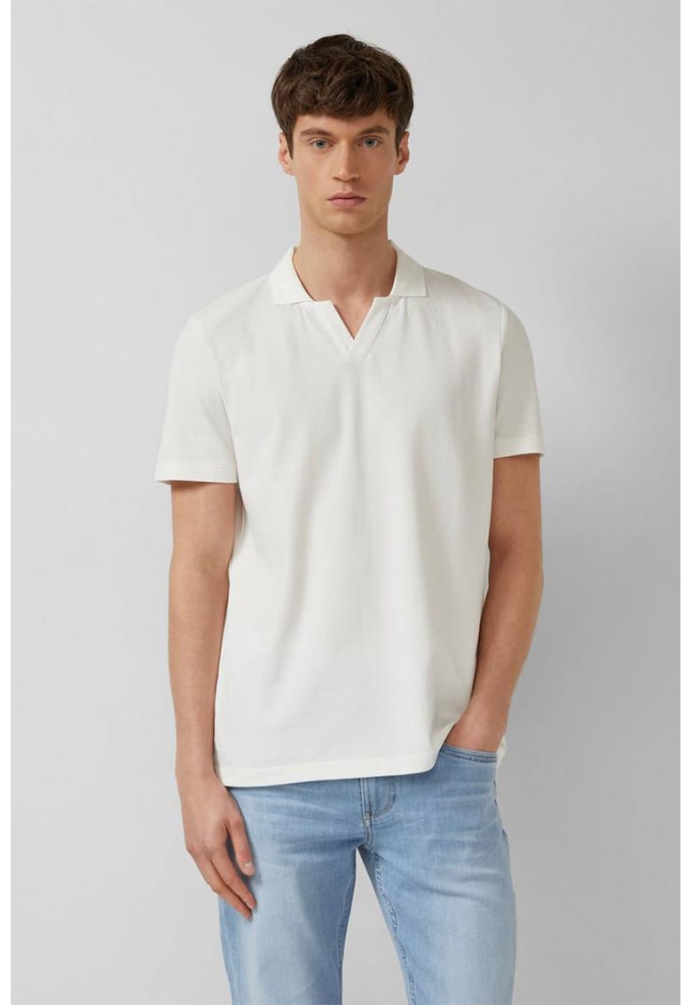 Tricou polo cu decolteu in V - Alb murdar