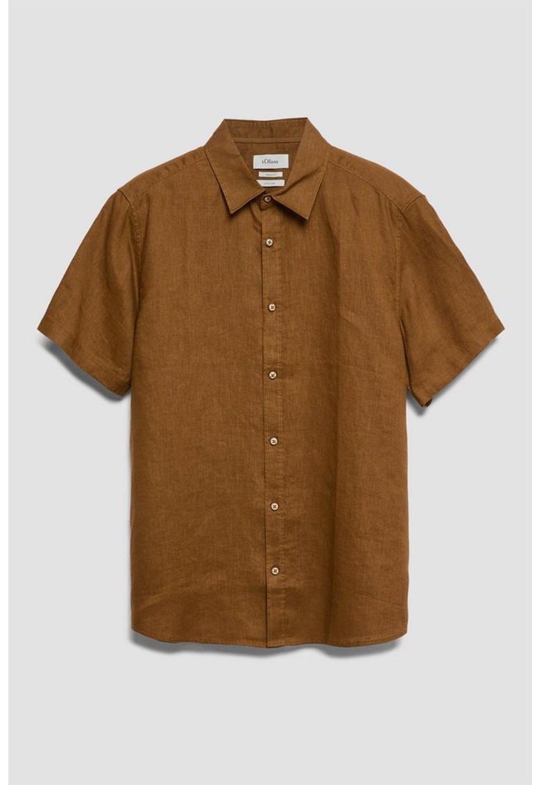 Camasa regular fit de in - Maro pamantiu