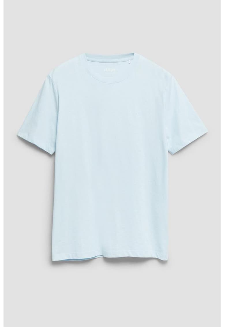 Tricou de bumbac cu logo discret - Albastru deschis