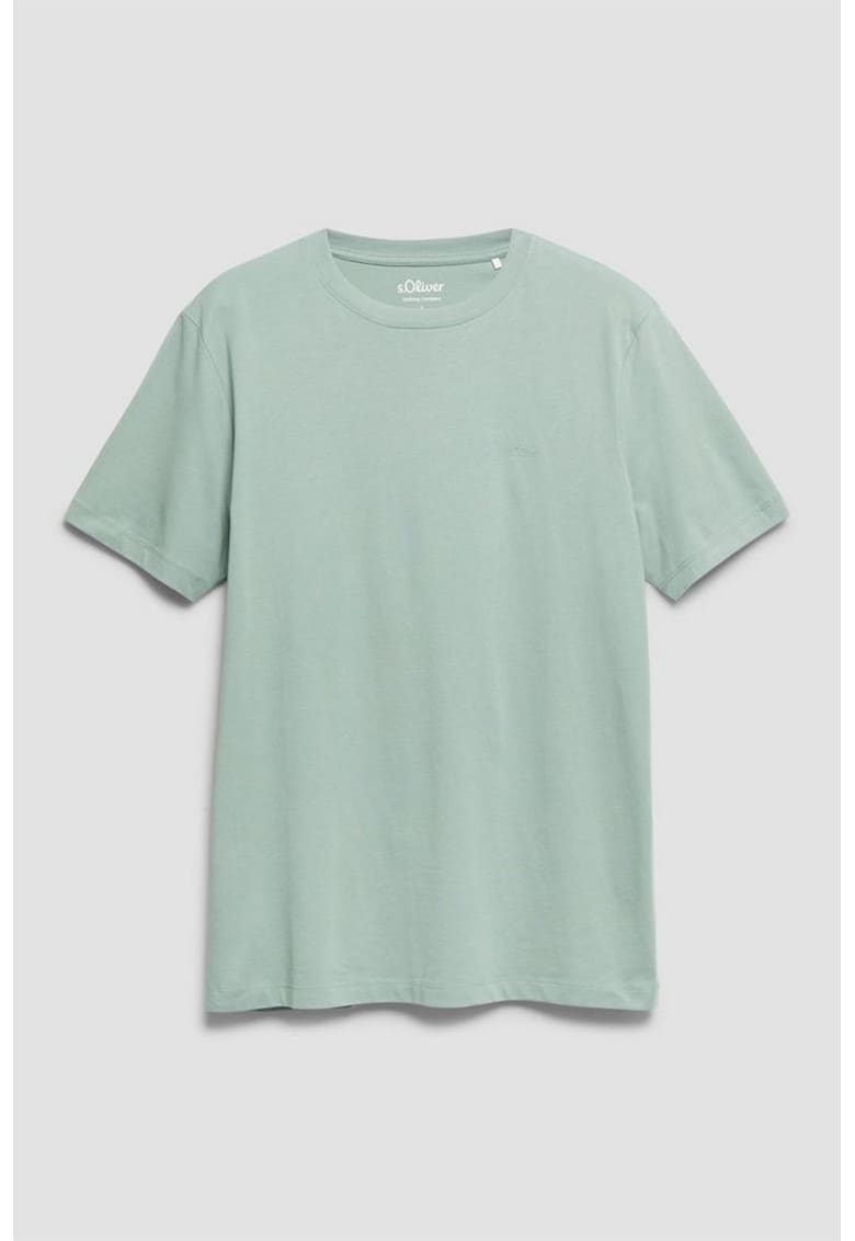 Tricou de bumbac cu logo discret - Verde pal