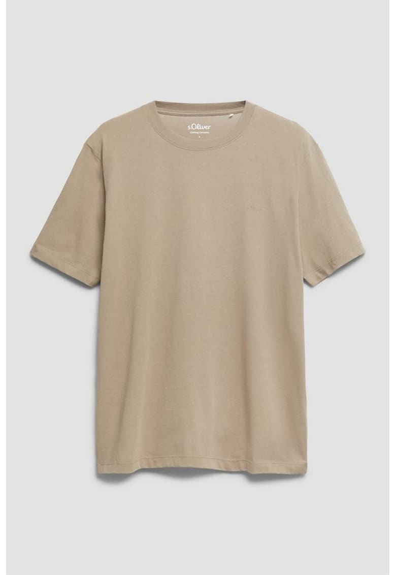 Tricou de bumbac cu logo discret - Maro nisip