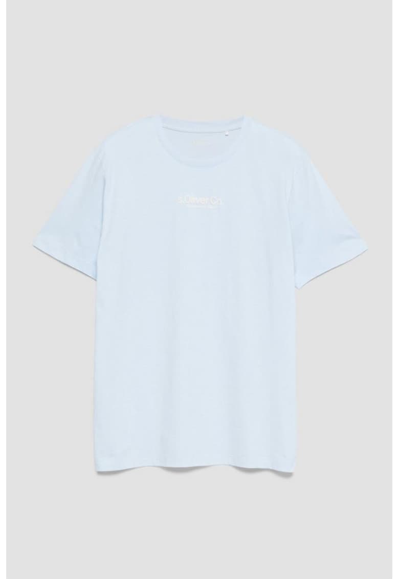 Tricou de bumbac cu logo discret - Albastru deschis