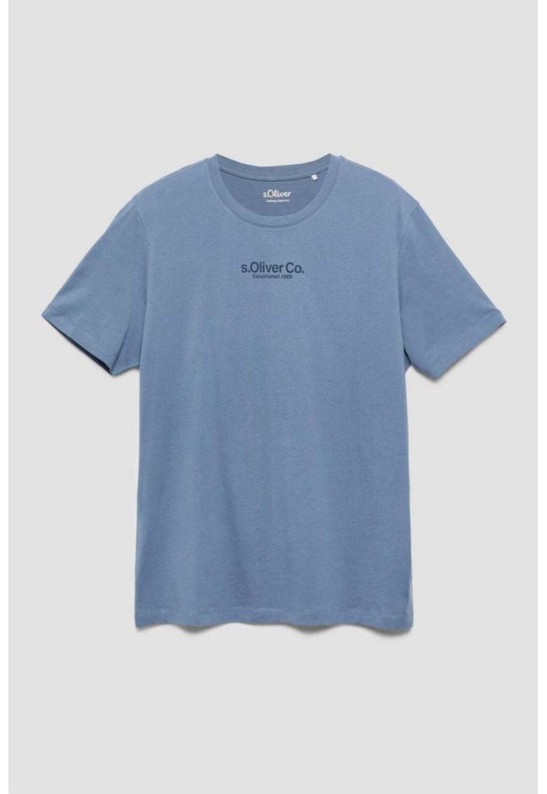 Tricou de bumbac cu imprimeu logo - Albastru prafuit